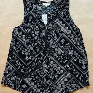 Maurices Black and White Graphic Sleeveless Tank Top